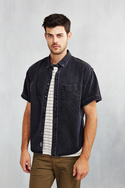 CPO Denim Short-Sleeve Button-Down Shirt