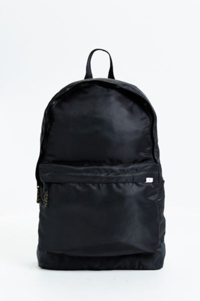 black calfskin and black nylon backpack with red detailing