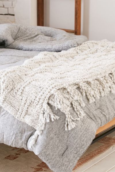 Seed Stitch Knit Throw Blanket - Urban Outfitters