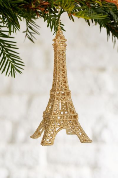 Eiffel Tower Glitter Ornament,GOLD,ONE SIZE