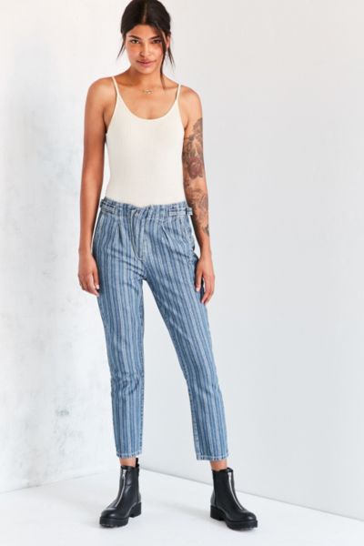 high rise striped jeans