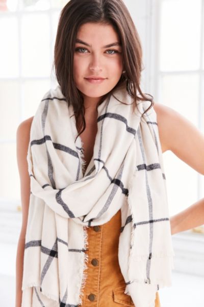 plaid white scarf