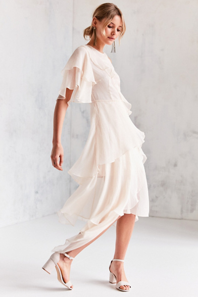 Keepsake Say You Will Ruffle Tier Midi Dress Urban Outfitters
