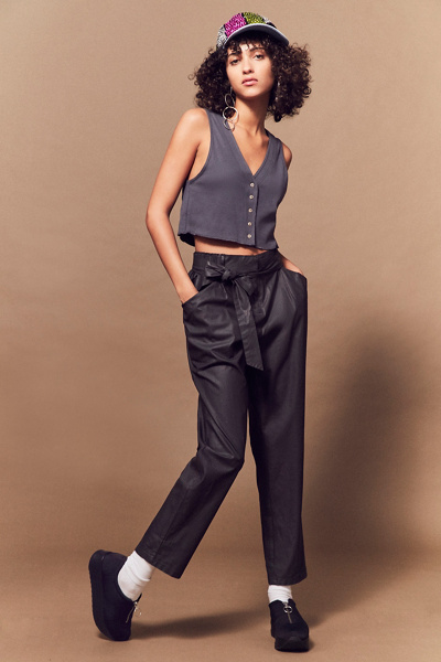 Silence + Noise Damian Coated Paperbag Pant