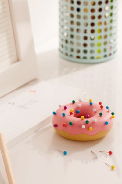 Desk Donut Pushpins + Holder Set,MULTI,ONE SIZE