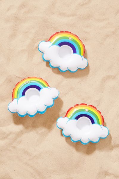 Rainbow Drink Holder Pool Float Set,RED MULTI,ONE SIZE