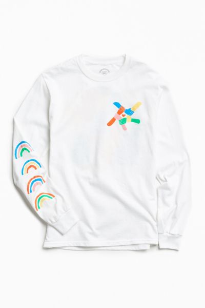 the north face rainbow box logo long sleeve tee