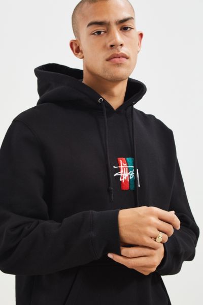 stussy bars logo applique hoodie