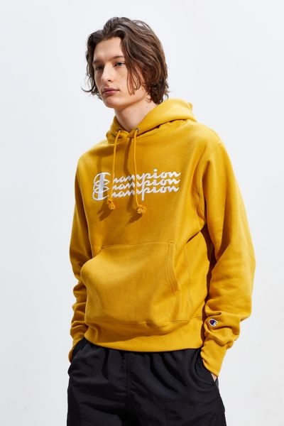 champion script logo rust hoodie