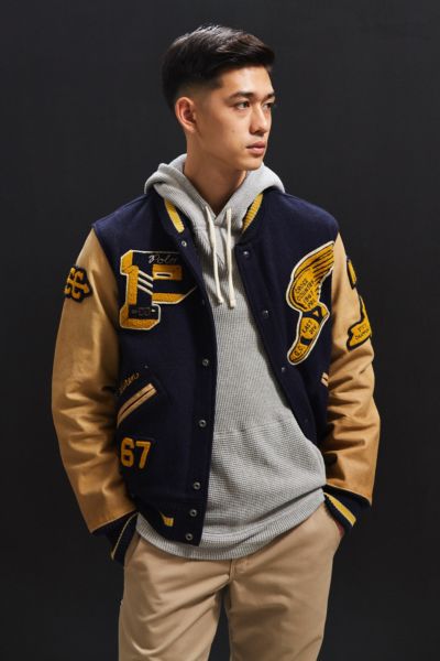 polo ralph lauren men's iconic letterman jacket