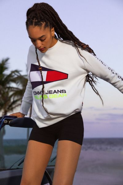 champion oversized sporty striped crew neck sweatshirt