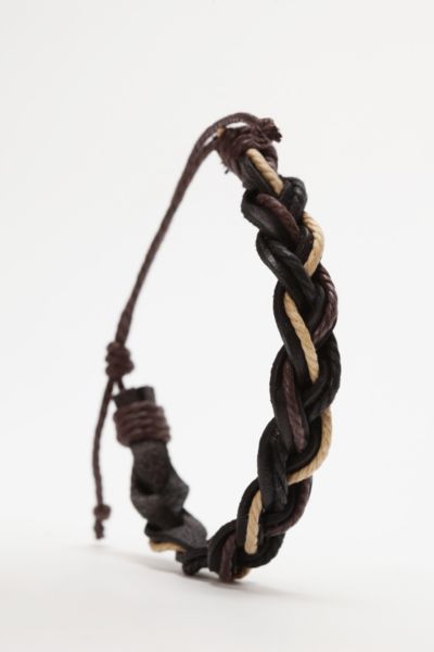 UrbanOutfitters  Braided Rope & Leather Cuff Bracelet