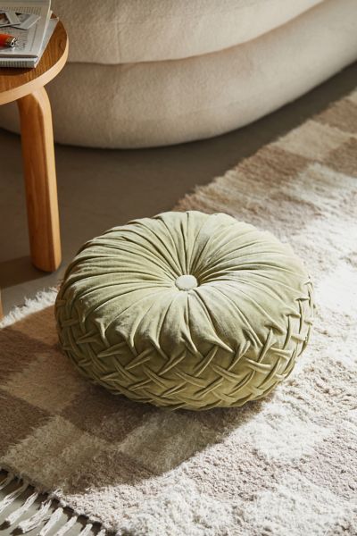 Urban Outfitters Round Pintuck Pillow In Light Green