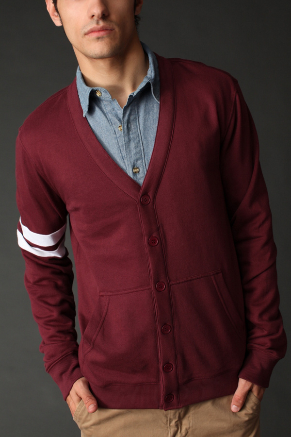 BDG Fleece Varsity Cardigan Urban Outfitters