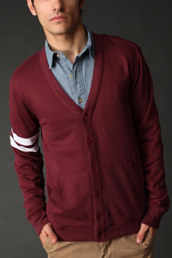 BDG Fleece Varsity Cardigan Urban Outfitters