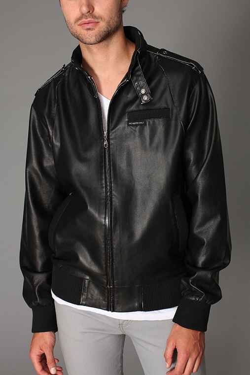 Members Only Faux Leather Bomber Jacket - Urban Outfitters