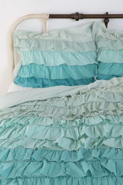 UrbanOutfitters  Tonal Waterfall Ruffle Sham   Set of 2