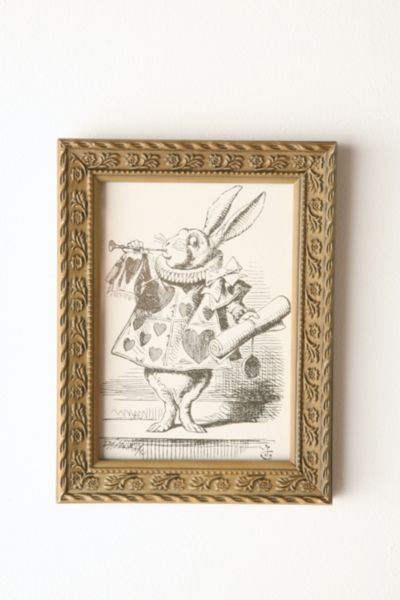 UrbanOutfitters  Framed Alice Rabbit Wall Art   5x7