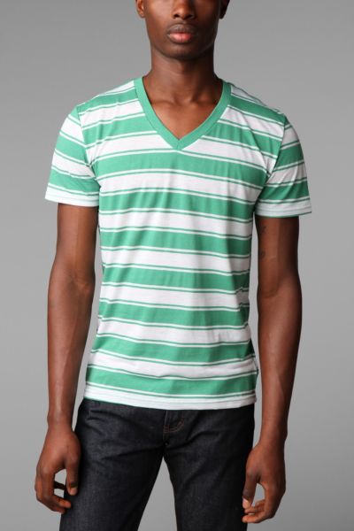 BDG Triblend Slub Striped V Neck Tee