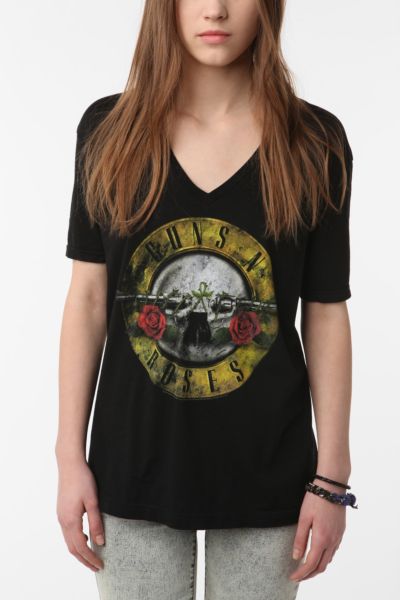 UrbanOutfitters  Guns N Roses Oversized V Neck Tee