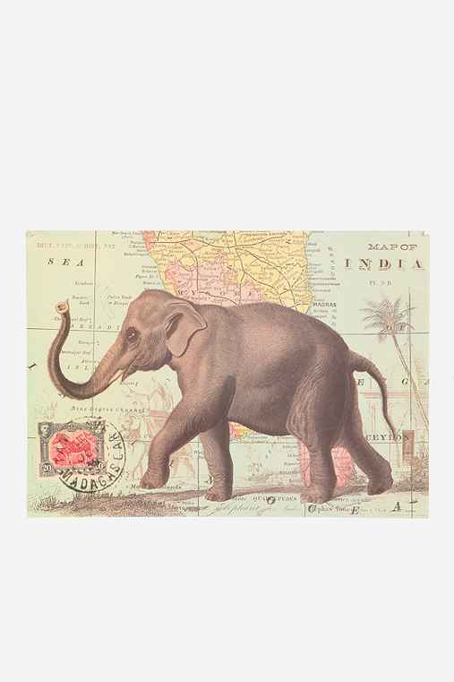 28x21 Elephant Map Poster - Urban Outfitters