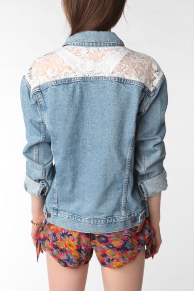 Urban Renewal Oversized Lace Inset Denim Jacket