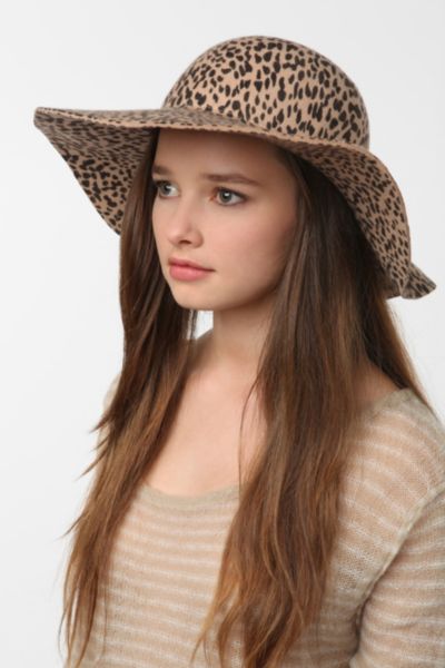 UrbanOutfitters  Pins and Needles Leopard Felt Floppy Hat