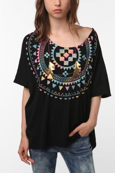 UrbanOutfitters  Title Unknown Geo Rainbow Circle Dolman Tee