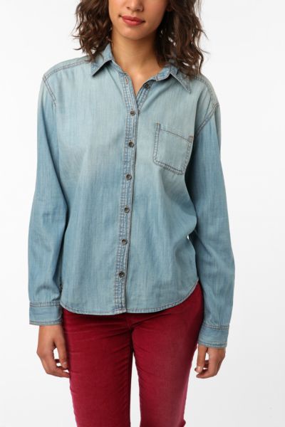 UrbanOutfitters  Sparkle & Fade Chambray Pleat Back Shirt