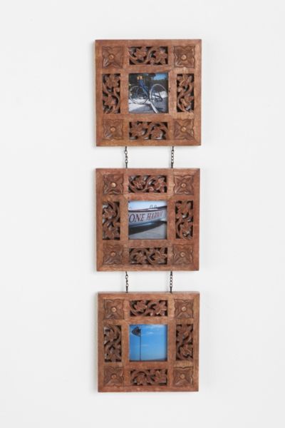 UrbanOutfitters  Carved Wood Triple Frame