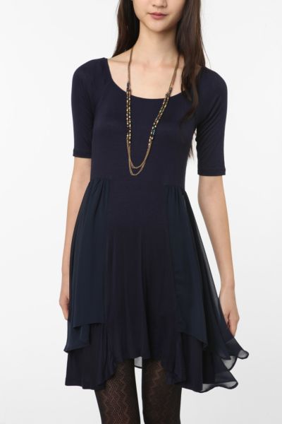 UrbanOutfitters  Pins and Needles Chiffon Trim Knit Dress