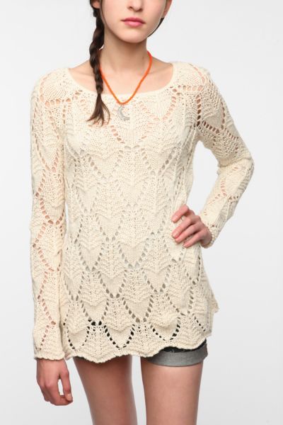 UrbanOutfitters  Staring at Stars Crochet Swing Tunic Sweater