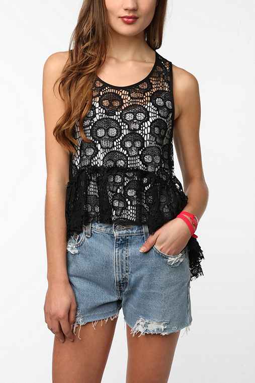 Betsey Johnson Skull Lace Tank - Urban Outfitters