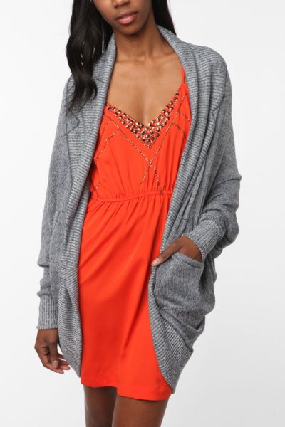 UrbanOutfitters  Sparkle & Fade Ribbed Placket Cocoon Cardigan