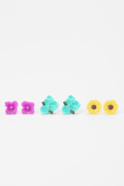 Field of Flowers Post Earring   Set of 3