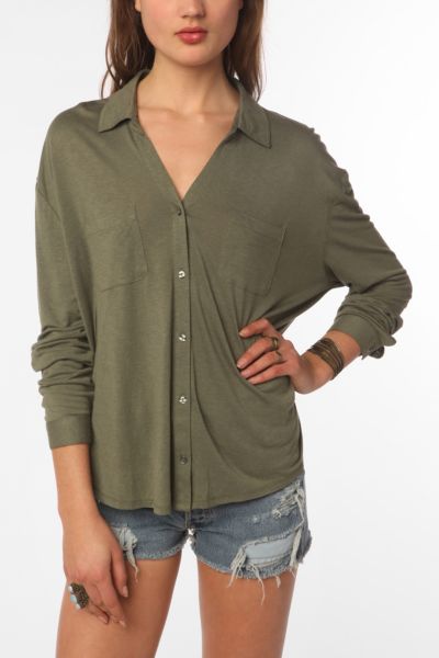 Staring at Stars Button Down Knit Shirt   Urban Outfitters