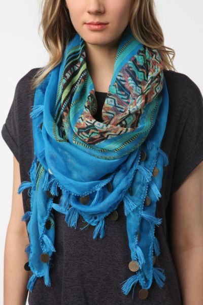 Staring at Stars Embellished Square Border Scarf