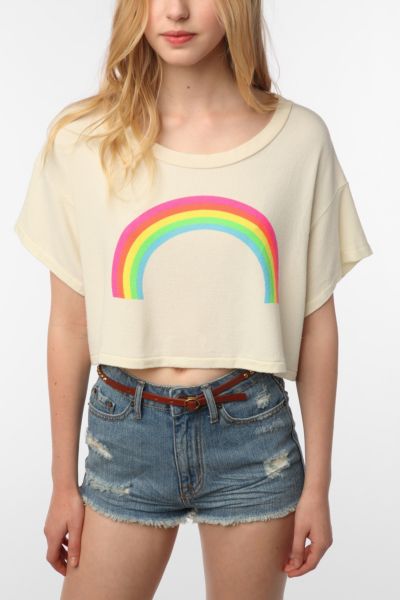 Wildfox Couture Rainbow Crop Tee