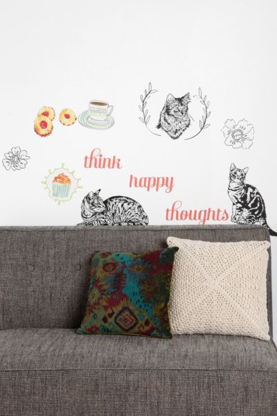 Cats And Happy Thoughts Wall Decal   Set Of 3