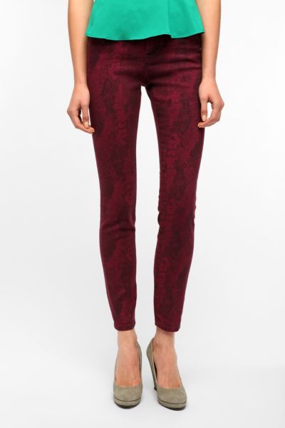 BDG Cigarette High Rise Jean   Beet Red Snake