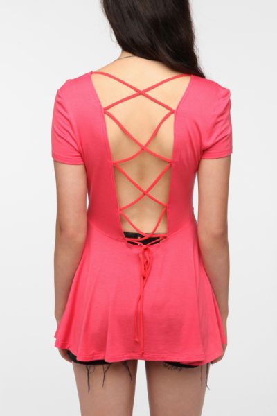 Daydreamer LA Tie Back Lattice Work Tunic   Urban Outfitters