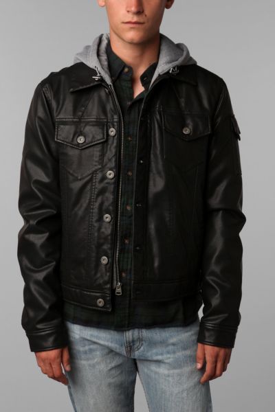 Levis Faux Leather Hooded Jacket