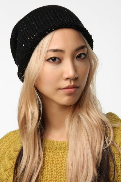 Deena & Ozzy Disco Ball Sequin Beanie   Urban Outfitters