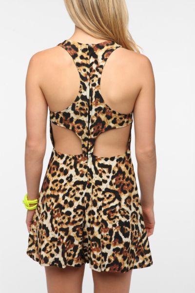 Motel Rowen Cutout Back Leopard Print Romper   Urban Outfitters