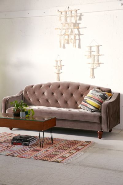 Ava Velvet Tufted Sleeper Sofa | Urban Outfitters