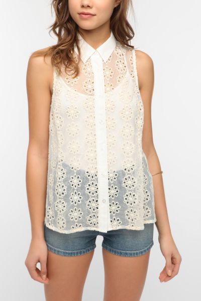 Pins And Needles Sleeveless Eyelet Blouse