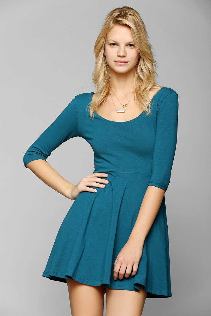 Sparkle & Fade 3/4 Sleeve Knit Skater Dress - Urban Outfitters