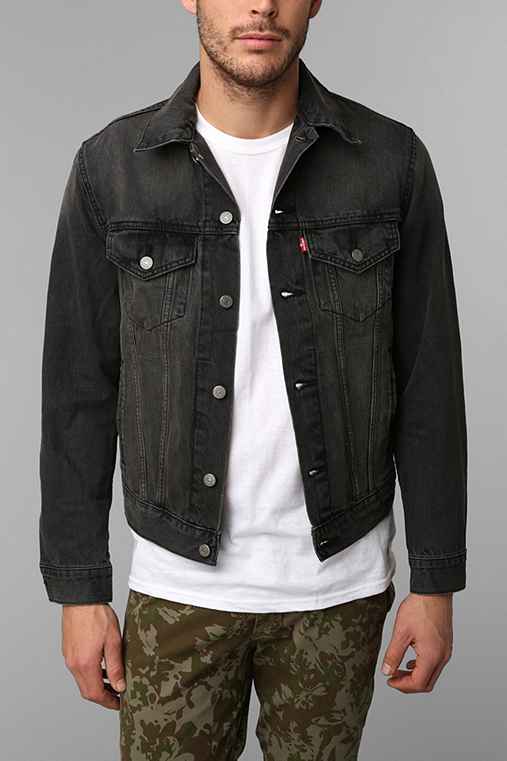 Levis Washed Black Denim Trucker Jacket - Urban Outfitters