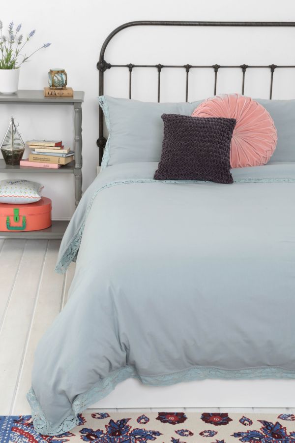 Plum Bow Lace Edge Duvet Cover Urban Outfitters