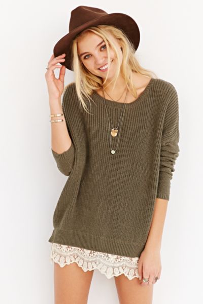 Pins And Needles Lace-Trim Sweater - Urban Outfitters